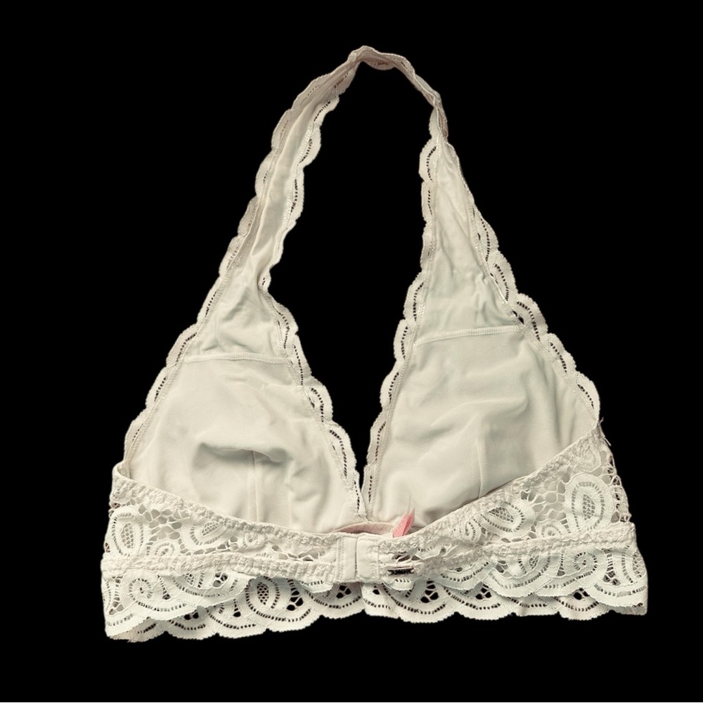 Victoria’s  Secret PINK White Lace Halter Bralette Size L EUC - Picture 2 of 11